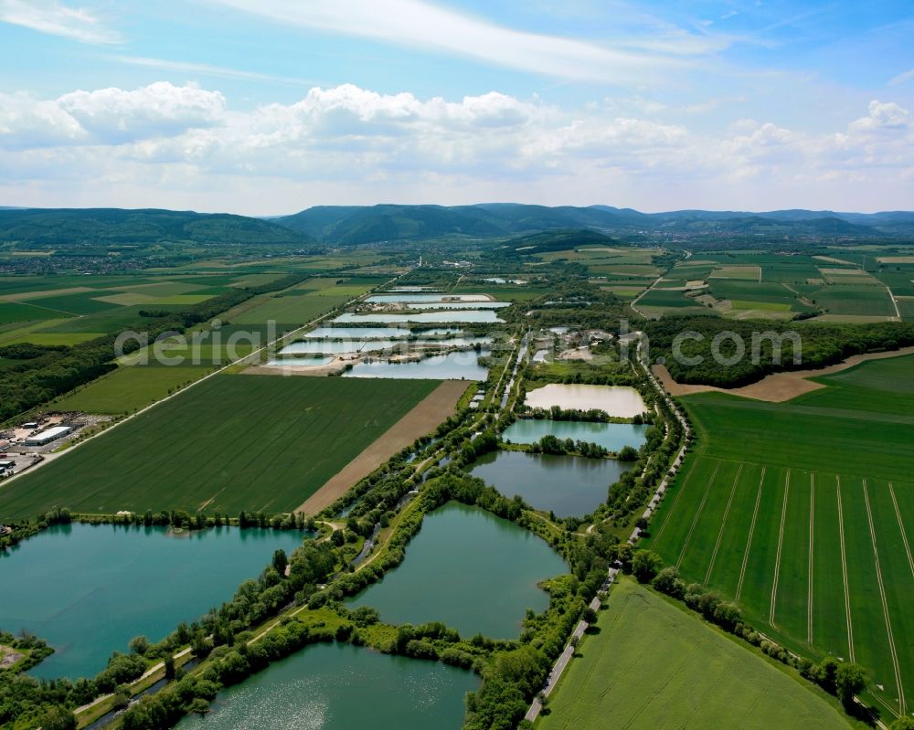 Aerial photograph Goslar - Vienenburger excaveted gravel pit lakes in Goslar in the state of Lower Saxony. The Vienenburger Kiesteiche is a protected nature preserve area located adjacent to the nature park Oker valley south of Vienenburg and on the left riverbank of the River Oker