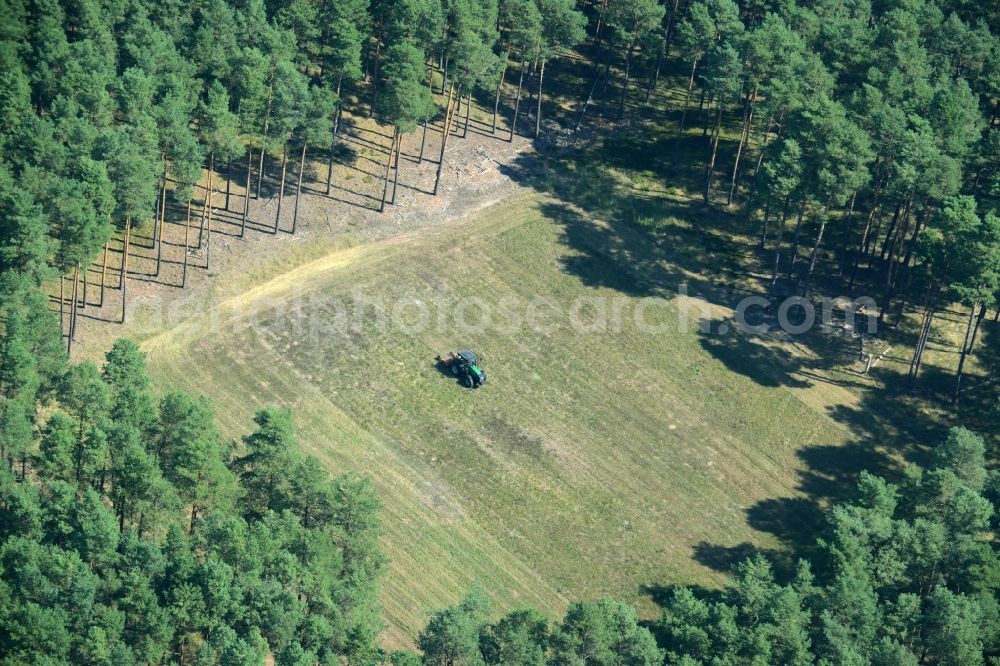 Spreenhagen from above - Structures of a field landscape in Spreenhagen in the state Brandenburg