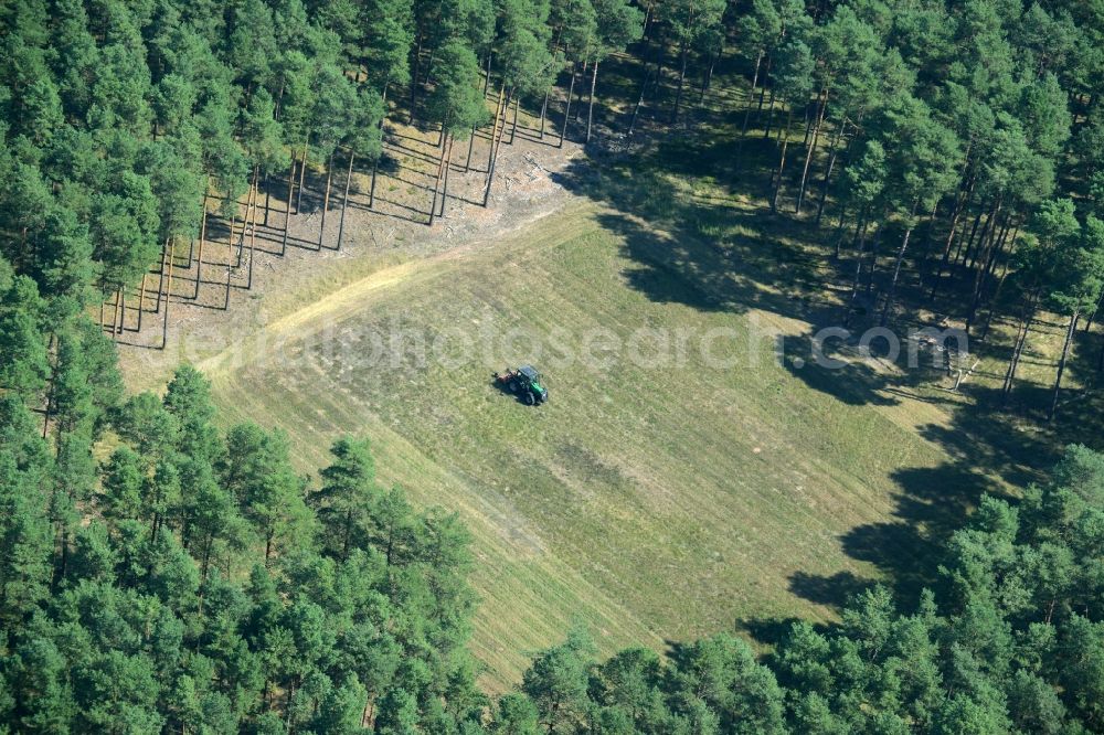 Spreenhagen from above - Structures of a field landscape in Spreenhagen in the state Brandenburg