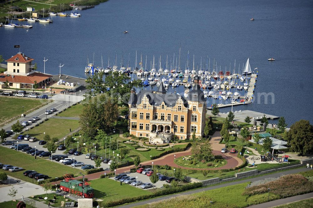 Bitterfeld from the bird's eye view: Blick auf die Villa am Bernsteinsee. View of the villa Bernsteinsee.