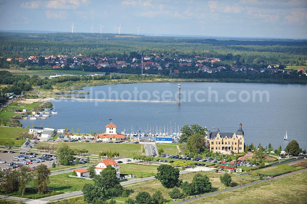 Aerial image Bitterfeld - Blick auf die Villa am Bernsteinsee. View of the villa Bernsteinsee.