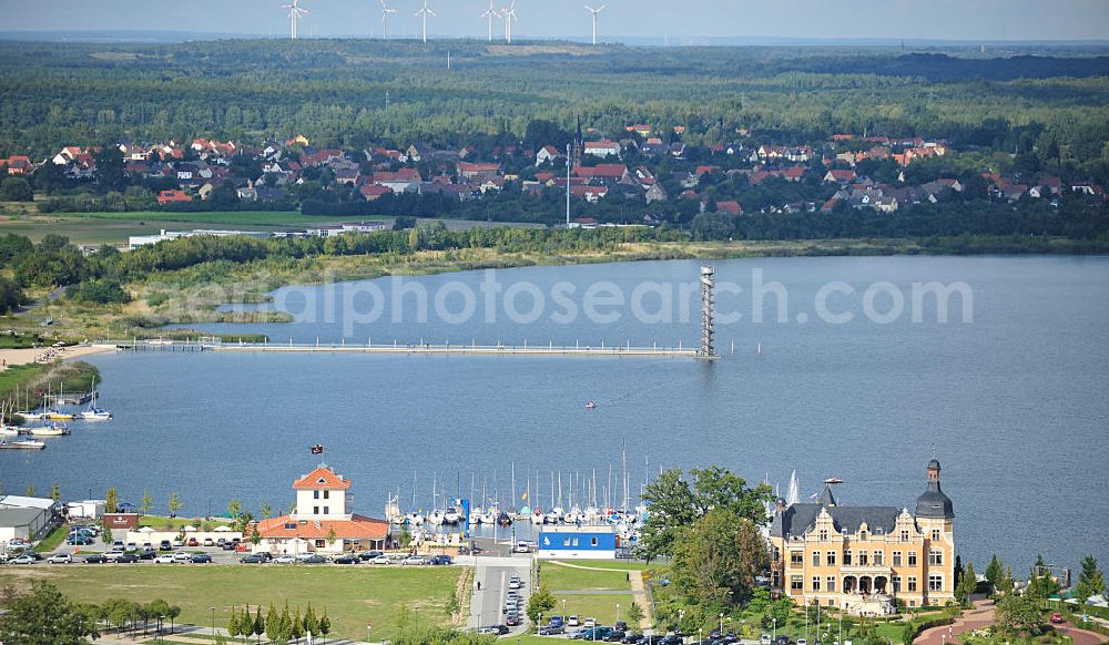 Aerial photograph Bitterfeld - Blick auf die Villa am Bernsteinsee. View of the villa Bernsteinsee.