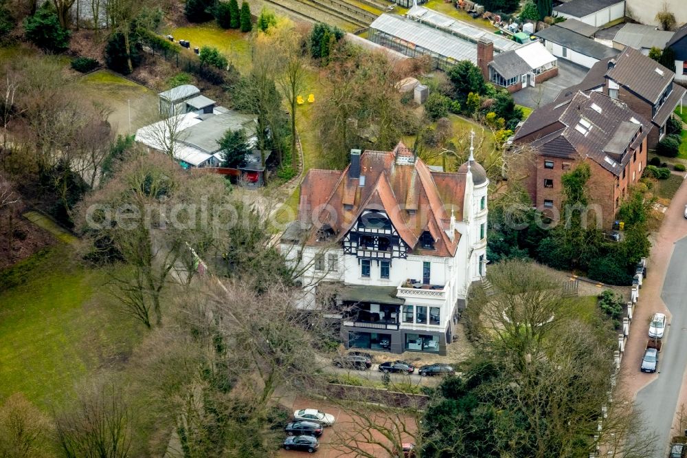 Aerial image Bottrop - Villa Dickmann in the Bogenstrasse in Bottrop in the state of North Rhine-Westphalia, Germany