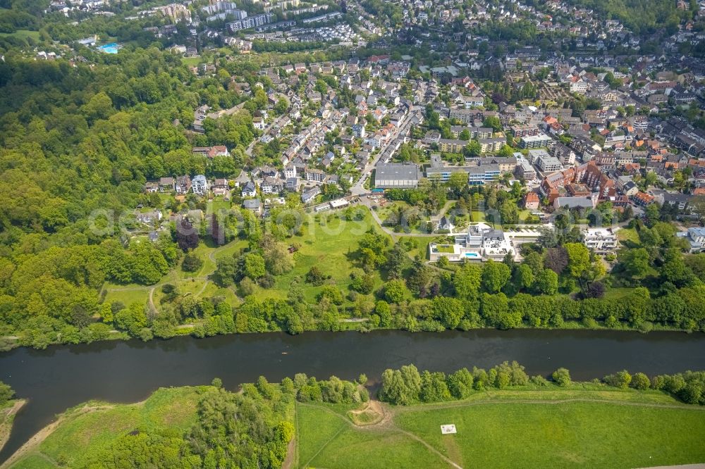 Aerial image Essen - Luxury residential villa of single-family settlement on Ruhr in the district Kettwig in Essen at Ruhrgebiet in the state North Rhine-Westphalia, Germany