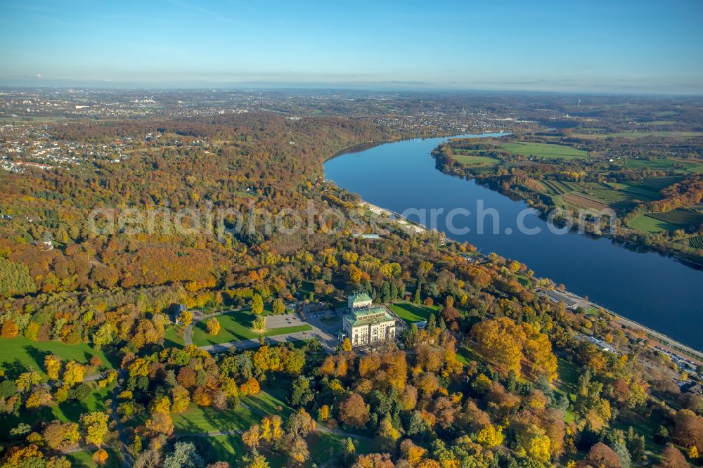 Essen from above - Luxury residential villa of single-family settlement Villa Huegel on street Huegel in the district Bredeney in Essen at Ruhrgebiet in the state North Rhine-Westphalia, Germany