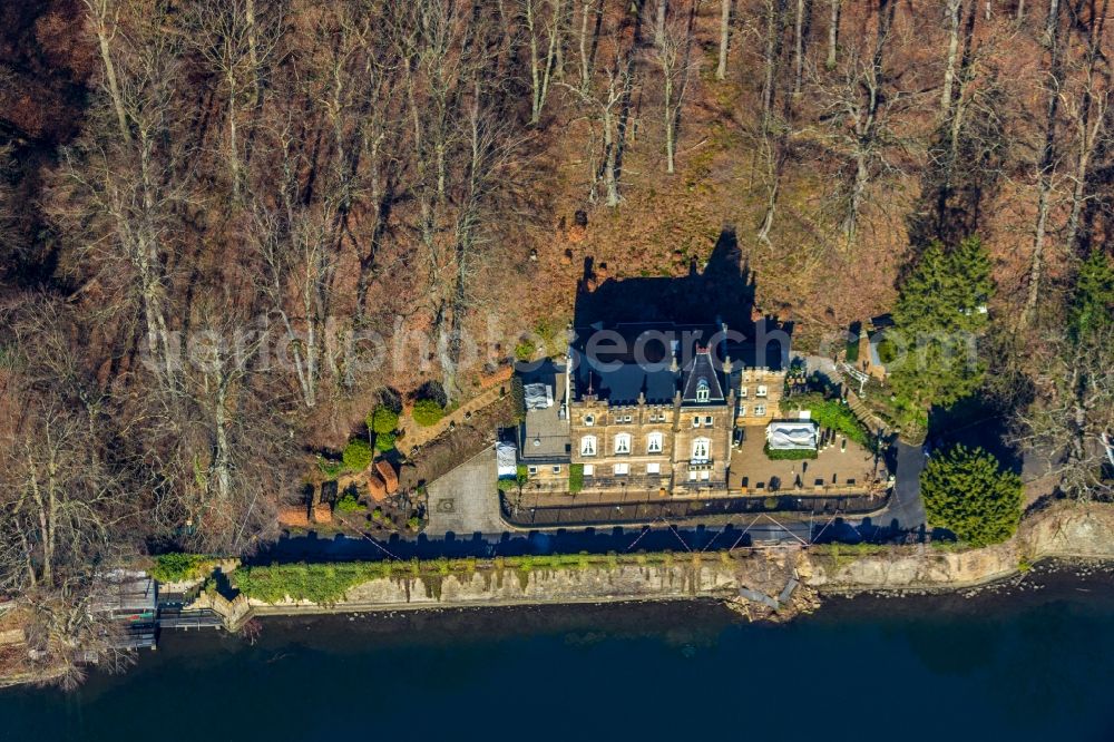 Herdecke from above - On the bank of the Ruhr-Hengsteysee is the former country house of the Funcke family in Niedernhof in Herdecke in the state of North Rhine-Westphalia, Germany