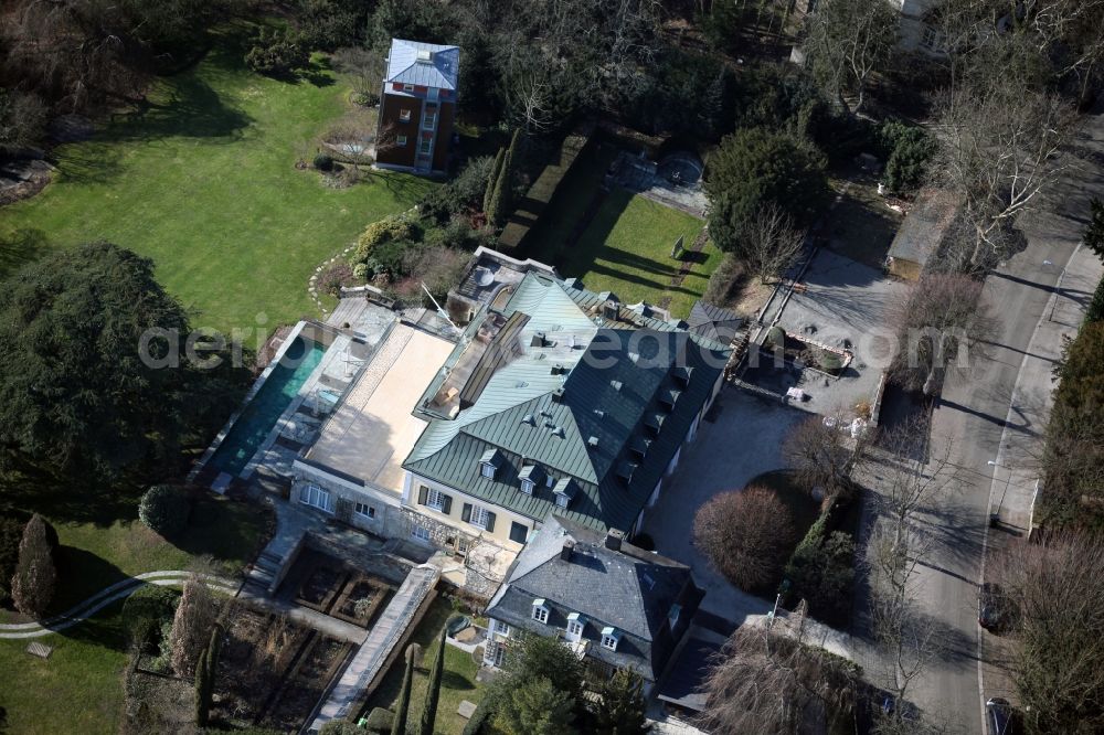 Wiesbaden from above - Villa Henkell in Wiesbaden in the state of Hesse, built in 1952 by the architect Ernst Haiger