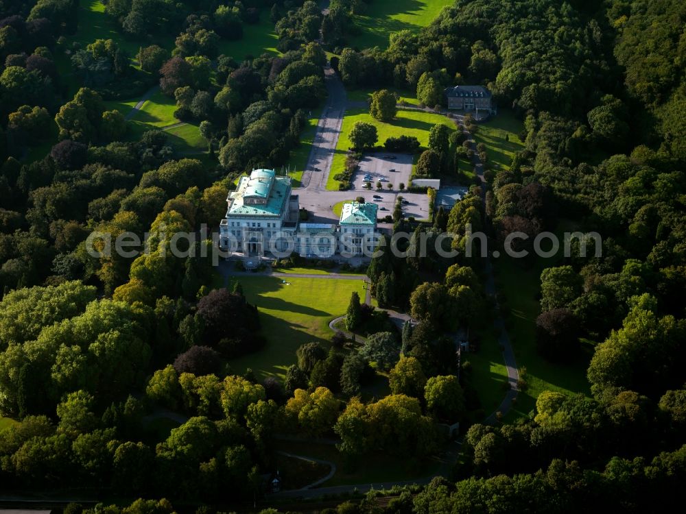 Essen from the bird's eye view: View of the Villa Hugel in the district of Essen Bredeney. It was built in 1873 by Alfred Krupp and is the former residence of the family Krupp