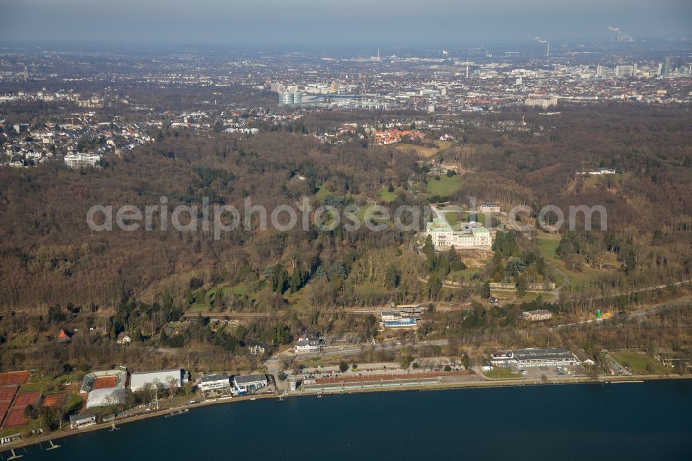 Aerial image Essen - View of the Villa Huegel in the district of Essen Bredeney. It was built in 1873 by Alfred Krupp and is the former residence of the family Krupp