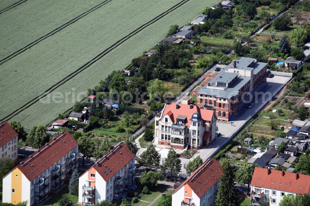 Magdeburg from the bird's eye view: Luxury villa Schokoladenvilla and Luxury apartments in the former chocolate factory at Braunschweiger street in the district Sudenburg in Magdeburg in the state Saxony-Anhalt