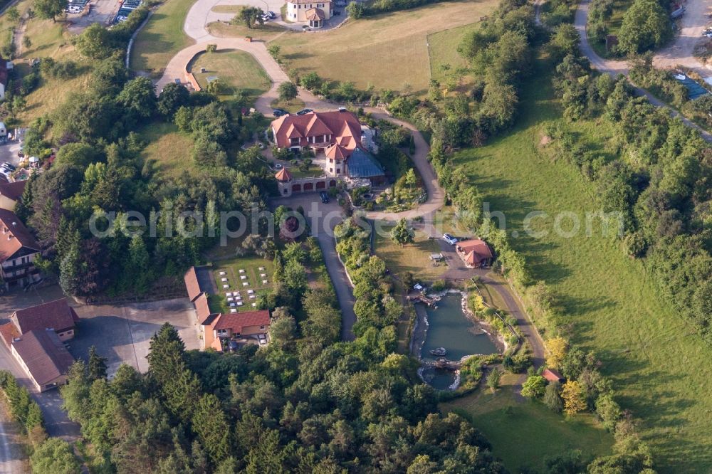 Aerial photograph Oberleichtersbach - Luxury villa in residential area of single-family settlement in Oberleichtersbach in the state Bavaria, Germany