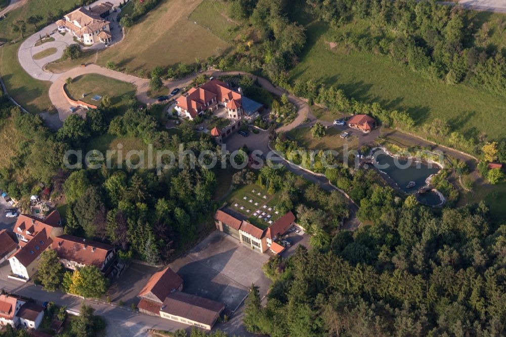 Oberleichtersbach from above - Luxury villa in residential area of single-family settlement in Oberleichtersbach in the state Bavaria, Germany