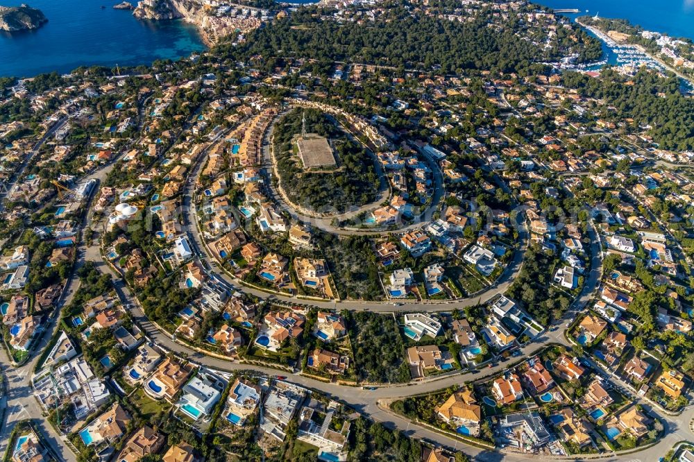 Aerial image Santa Ponca - Luxury villa in residential area of single-family settlement in Santa Ponca in Balearic Islands, Spain