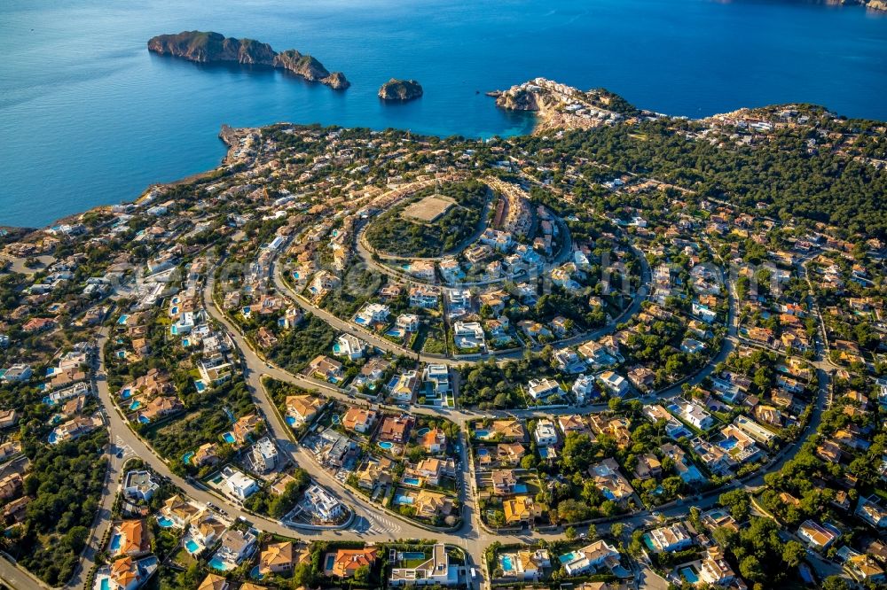 Santa Ponca from the bird's eye view: Luxury villa in residential area of single-family settlement in Santa Ponca in Balearic Islands, Spain