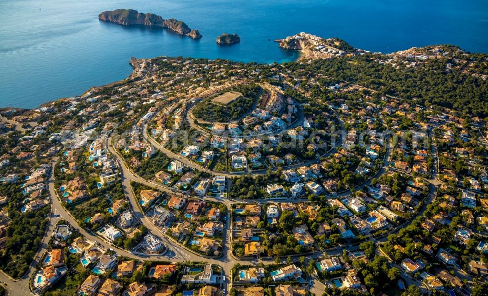 Aerial image Santa Ponca - Luxury villa in residential area of single-family settlement in Santa Ponca in Balearic Islands, Spain