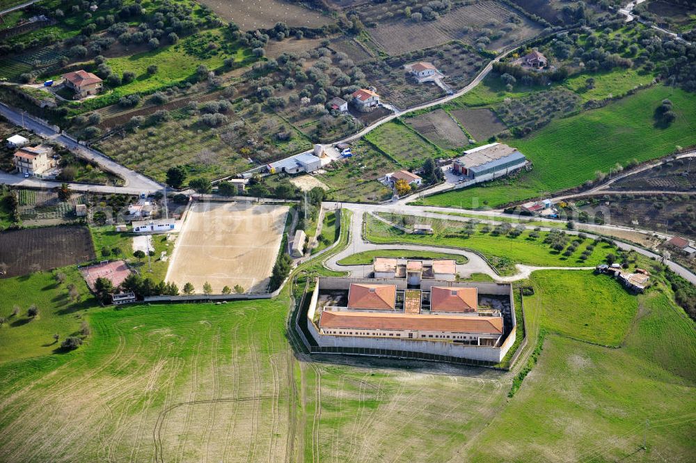 Aerial image Villalba / Sizilien - Abandoned unoccupied prison in Villalba at Sicily in Italy