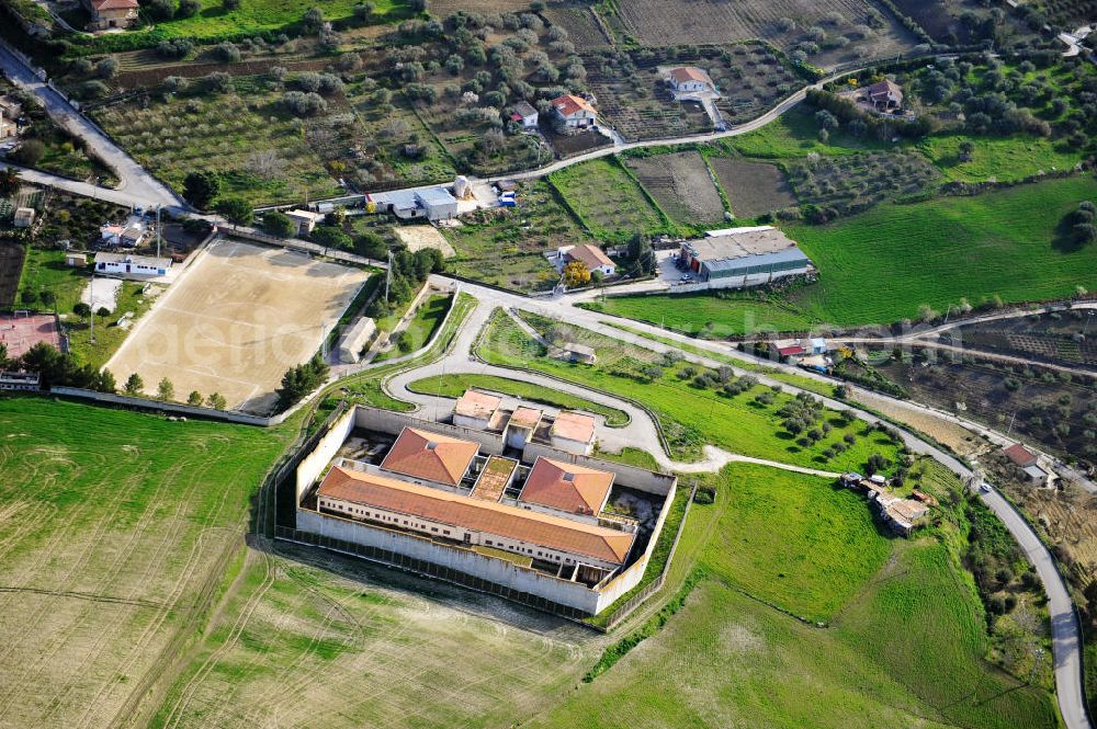 Aerial photograph Villalba / Sizilien - Abandoned unoccupied prison in Villalba at Sicily in Italy