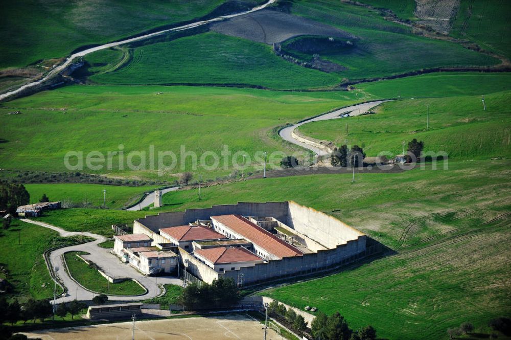 Aerial photograph Villalba / Sizilien - Abandoned unoccupied prison in Villalba at Sicily in Italy