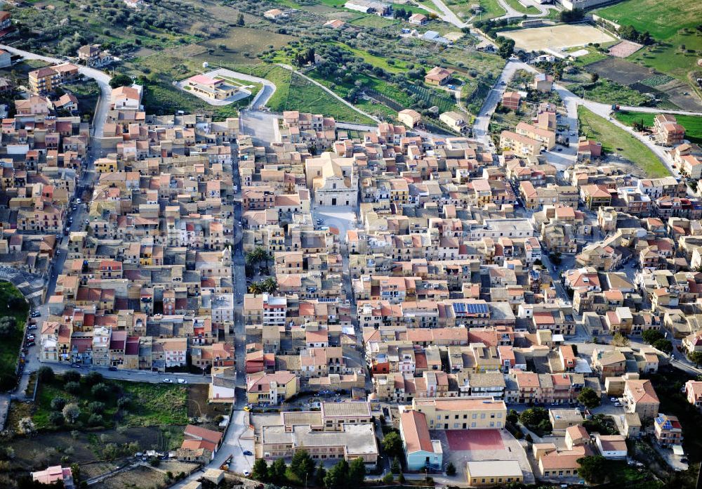 Aerial image Villalba / Sizilien - Cityscape of Villalba with the church San Giuseppe at Sicily in Italy