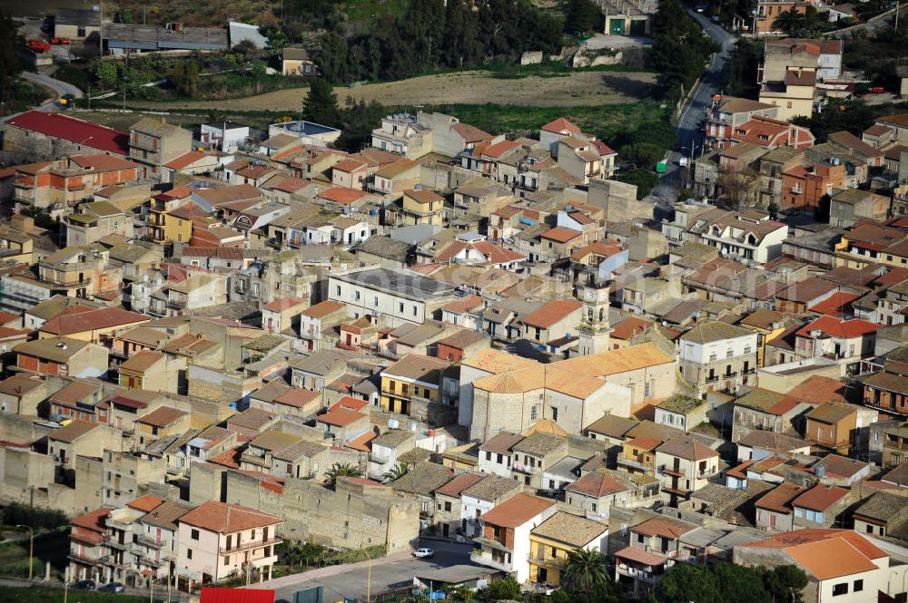 Aerial image Villalba / Sizilien - Cityscape of Villalba with the church San Giuseppe at Sicily in Italy