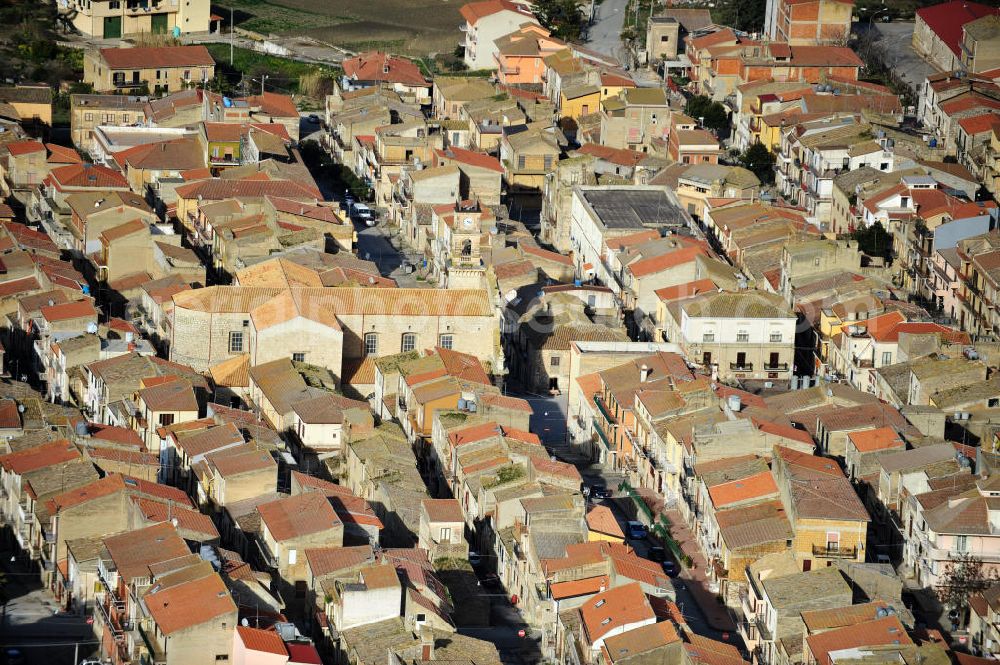 Aerial image Villalba / Sizilien - Cityscape of Villalba with the church San Giuseppe at Sicily in Italy