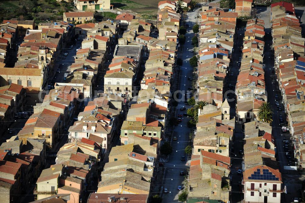 Villalba / Sizilien from the bird's eye view: Cityscape of Villalba with the church San Giuseppe at Sicily in Italy