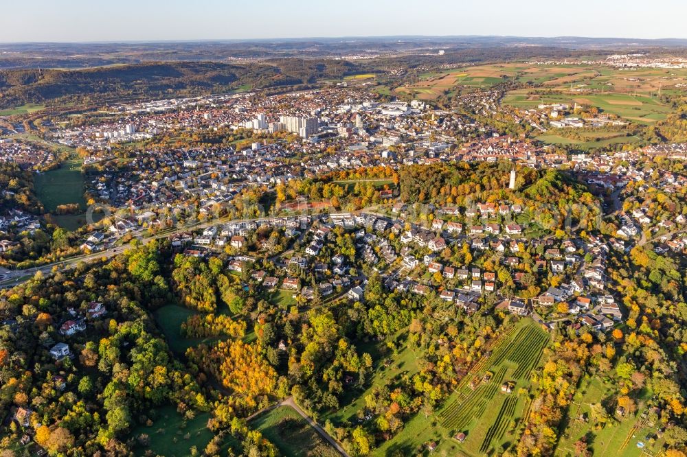 Leonberg from the bird's eye view: Luxury villa in residential area of single-family settlement of Stuttgarter street below the Engelberg in the district Eltingen in Leonberg in the state Baden-Wurttemberg, Germany