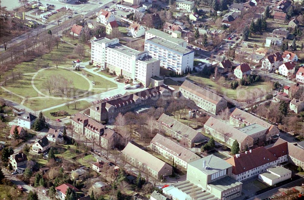 Berlin-Mahlsdorf from the bird's eye view: VIVANTES Krankenhaus Berlin Mahlsdorf an der B1