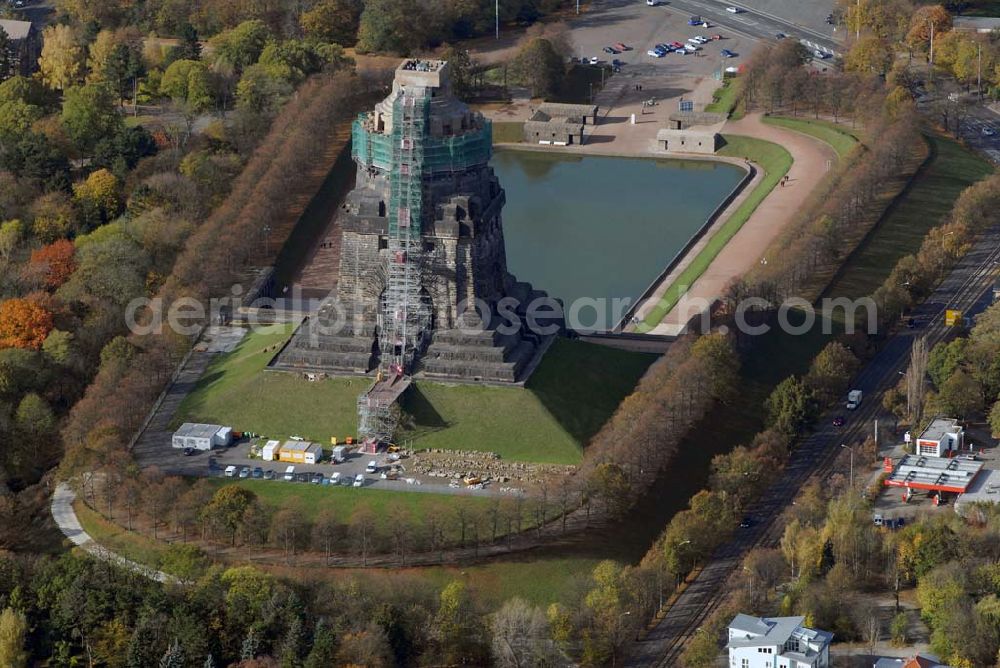 Leipzig from above - Blick auf die Bauarbeiten am Völkerschlachtdenkmal in der Prager Straße, 04299 Leipzig - Tel.: 0341/8 78 04 71 - Fax: 0341/8 78 04 71 - E-Mail: Voelkerschlachtdenkmal.Leipzig@t-online.de - Ansprechpartner: Steffen Poser Achim Walder: