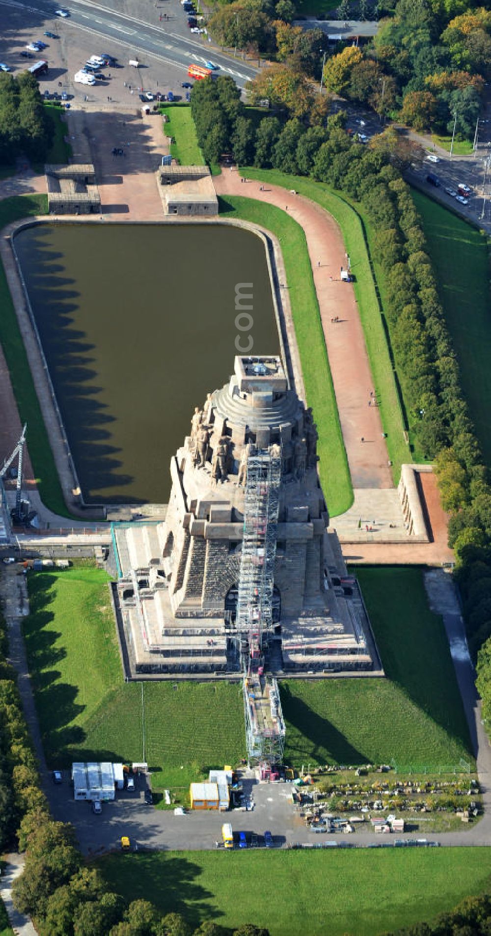 Aerial photograph Leipzig - View of the Monument to the Battle of the Nations in Leipzig in Saxony