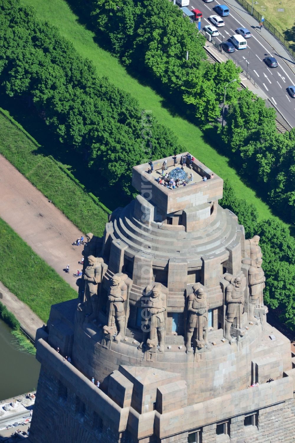 Aerial photograph Leipzig - View of the Monument to the Battle of the Nations in Leipzig in Saxony