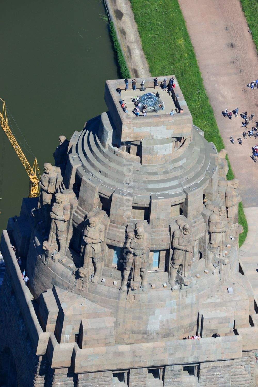 Leipzig from above - View of the Monument to the Battle of the Nations in Leipzig in Saxony