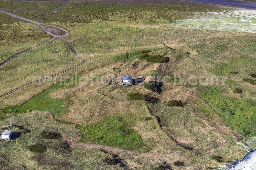 Aerial photograph Scharhörn - Ornithological station on the island Scharhoern in the North Sea in the state Hamburg, Germany