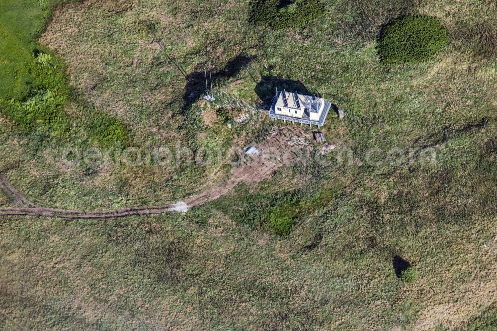 Scharhörn from the bird's eye view: Ornithological station on the island Scharhoern in the North Sea in the state Hamburg, Germany