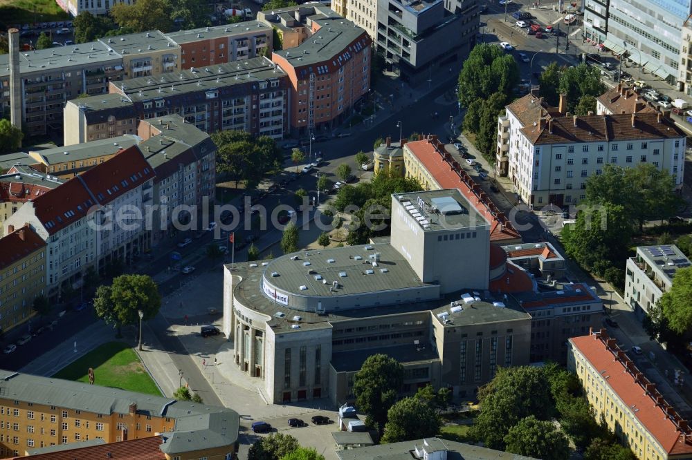 Aerial photograph Berlin Mitte - The building of the Volksbuhne am Rosa-Luxemburg-Platz