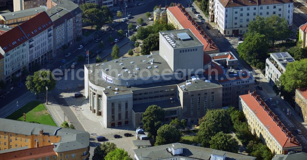 Berlin Mitte from above - The building of the Volksbuhne am Rosa-Luxemburg-Platz