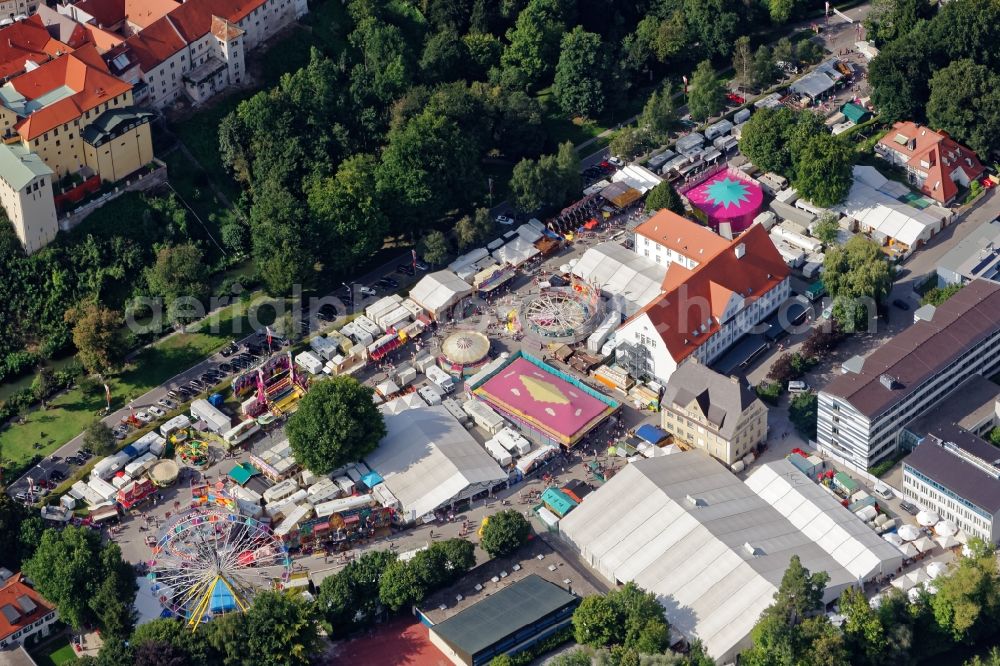 Dachau from the bird's eye view: Fair - event location at festival Dachauer Volksfest in the state Bavaria, Germany