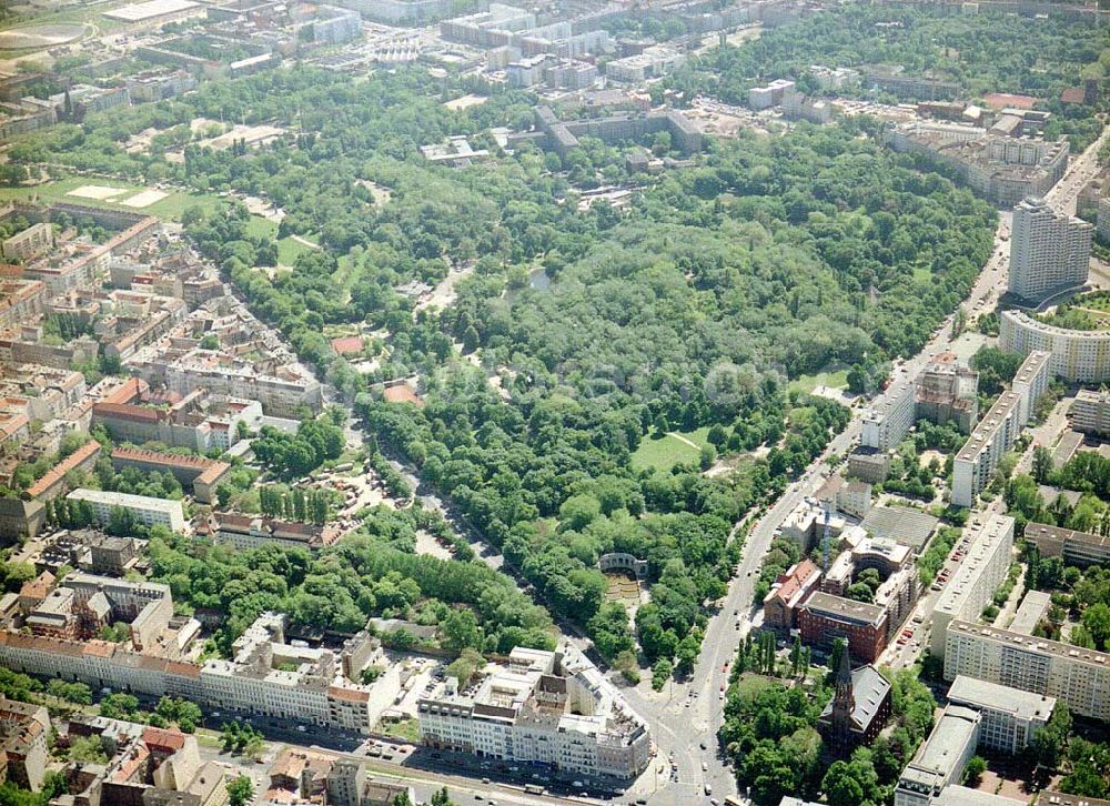 Berlin - Friedrichshain from the bird's eye view: Volkspark Berlin - Friedrichshain