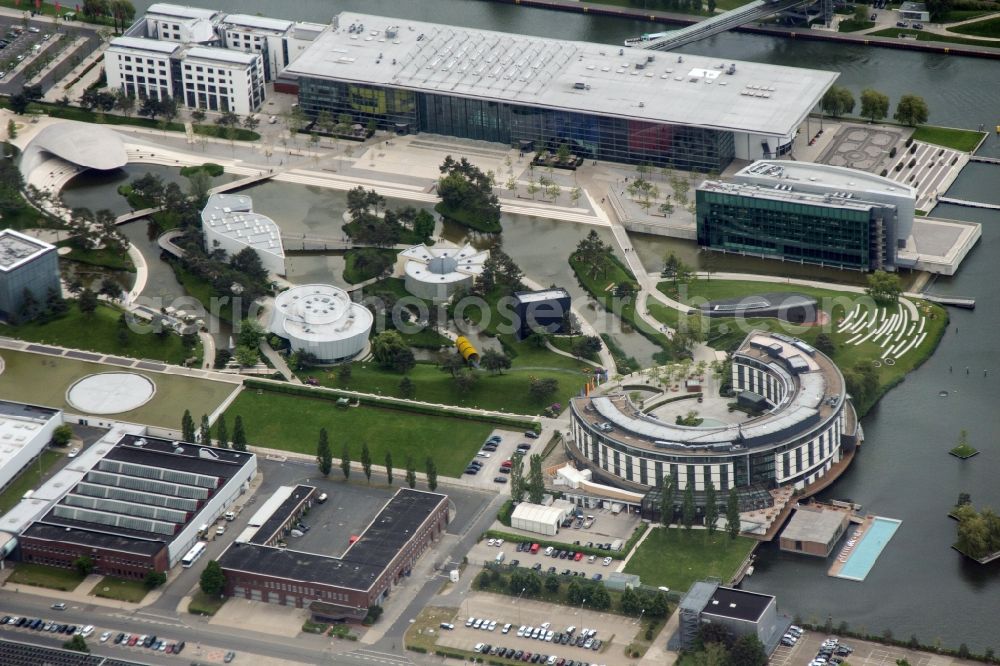 Wolfsburg from above - View of the Volkswagen plant in Wolfsburg. The Volkswagen plant in Wolfsburg is, with its production facilities, the parent company of Volkswagen AG. It was built from the late 1930s, portions of the work are now protected as an industrial monument