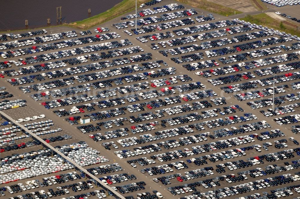 Emden from above - View of the Volkswagenwerk Emden in the state Lower Saxony