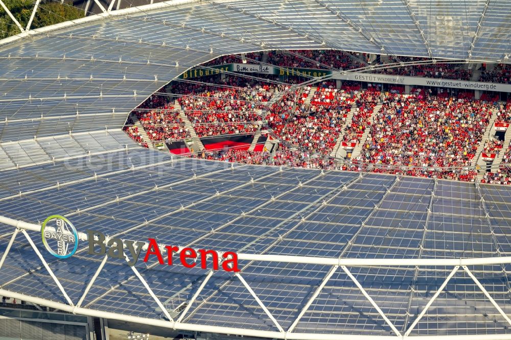 Aerial photograph Leverkusen - Stadium Bay Arena in Leverkusen in North Rhine-Westphalia