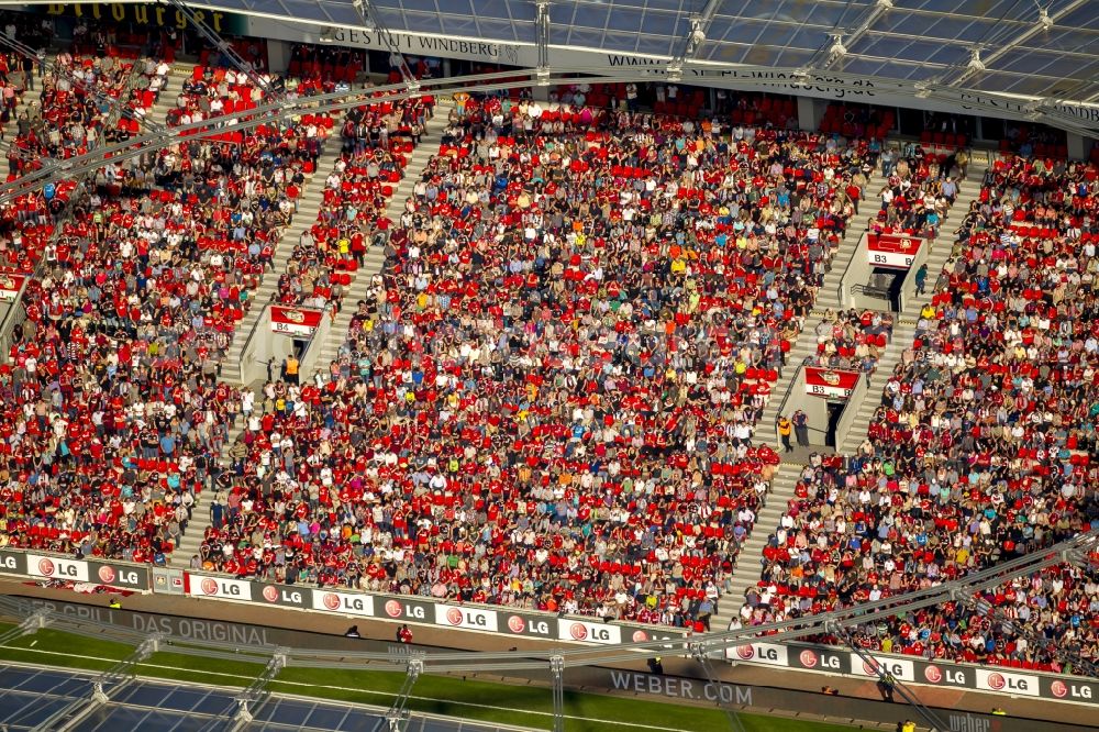 Leverkusen from the bird's eye view: Stadium Bay Arena in Leverkusen in North Rhine-Westphalia