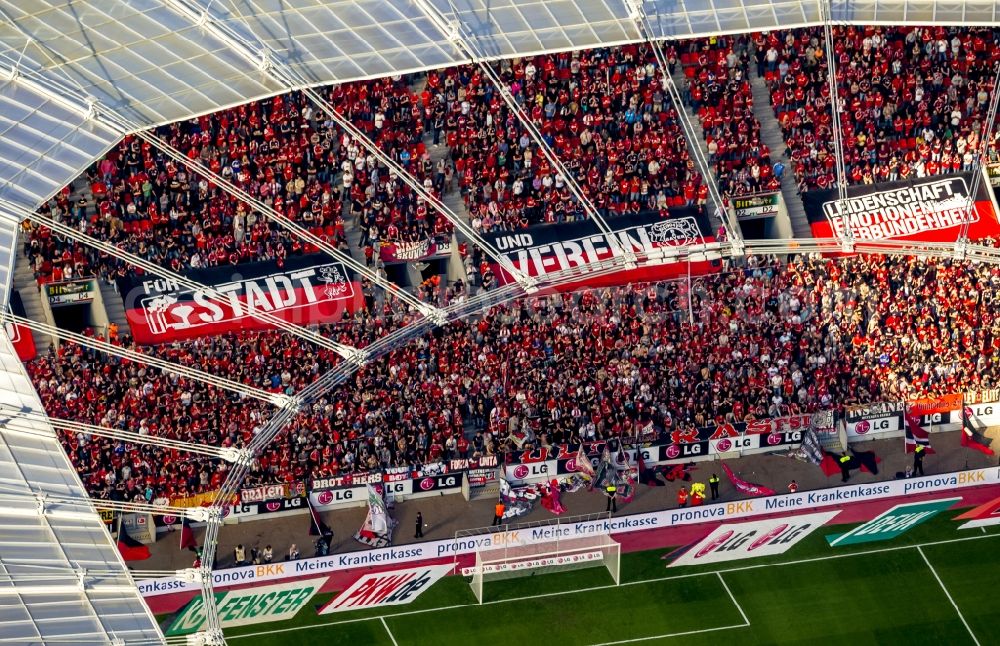 Aerial image Leverkusen - Stadium Bay Arena in Leverkusen in North Rhine-Westphalia