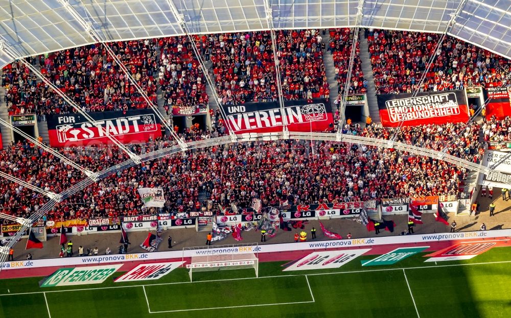 Aerial photograph Leverkusen - Stadium Bay Arena in Leverkusen in North Rhine-Westphalia