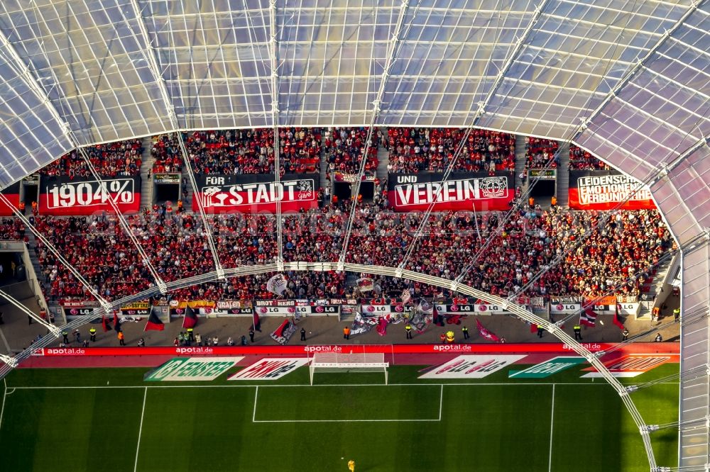 Leverkusen from above - Stadium Bay Arena in Leverkusen in North Rhine-Westphalia