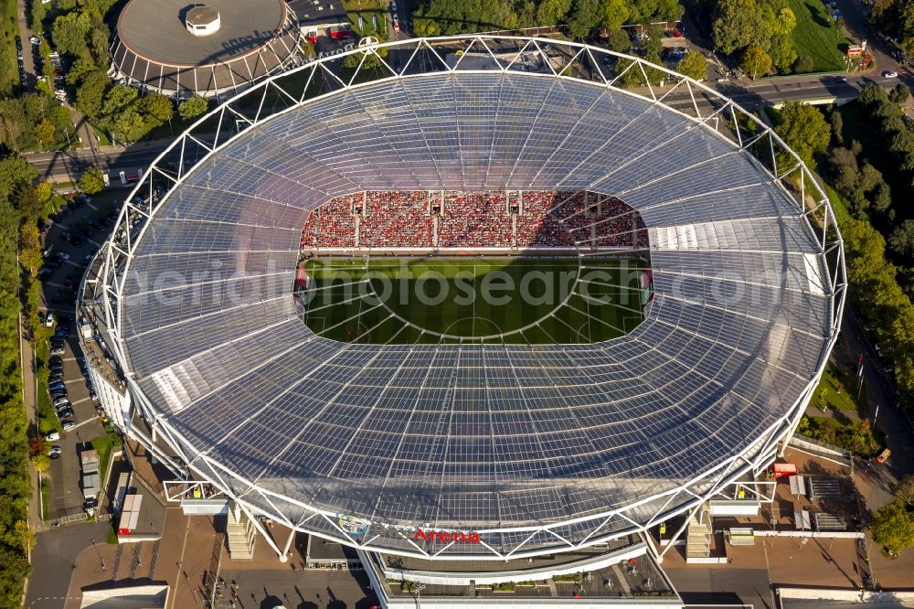 Leverkusen from the bird's eye view: Stadium Bay Arena in Leverkusen in North Rhine-Westphalia