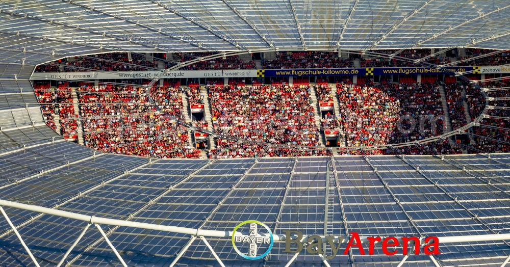 Leverkusen from above - Stadium Bay Arena in Leverkusen in North Rhine-Westphalia