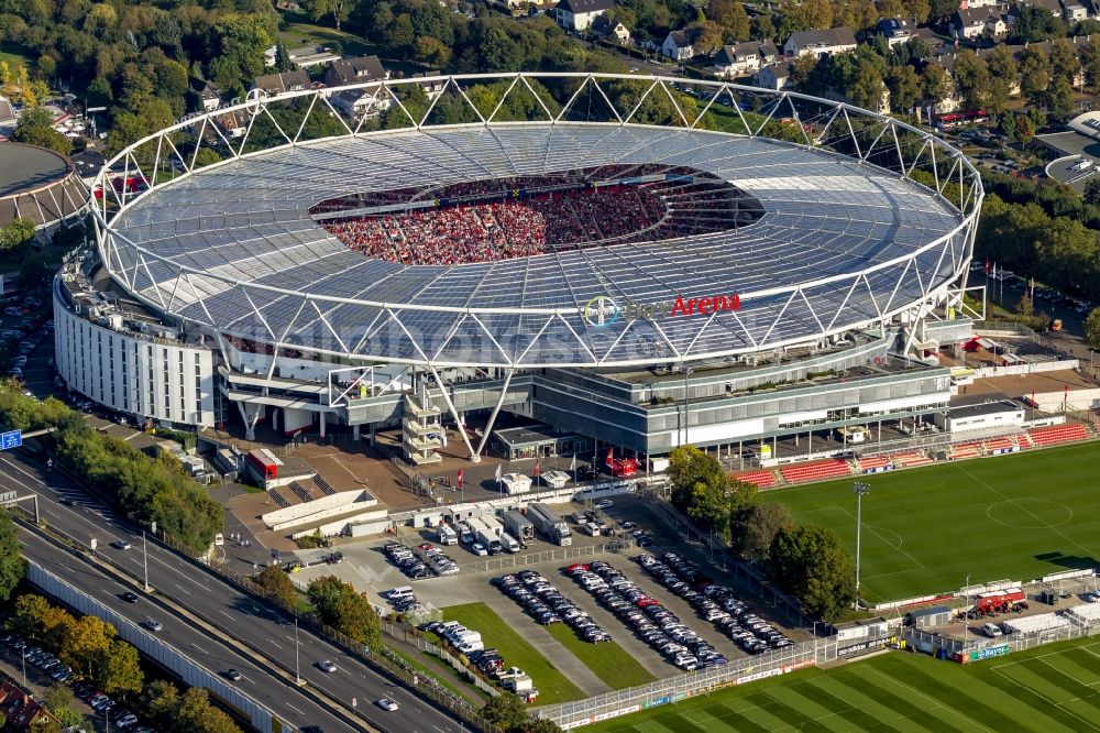 Leverkusen from above - Stadium Bay Arena in Leverkusen in North Rhine-Westphalia