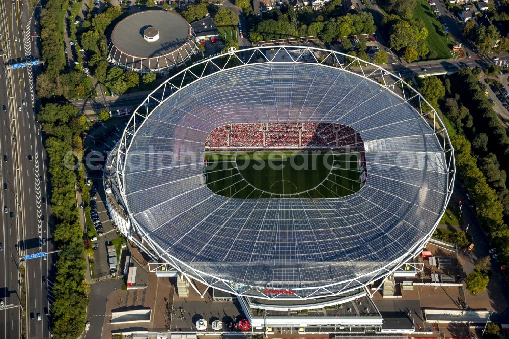 Aerial photograph Leverkusen - Stadium Bay Arena in Leverkusen in North Rhine-Westphalia