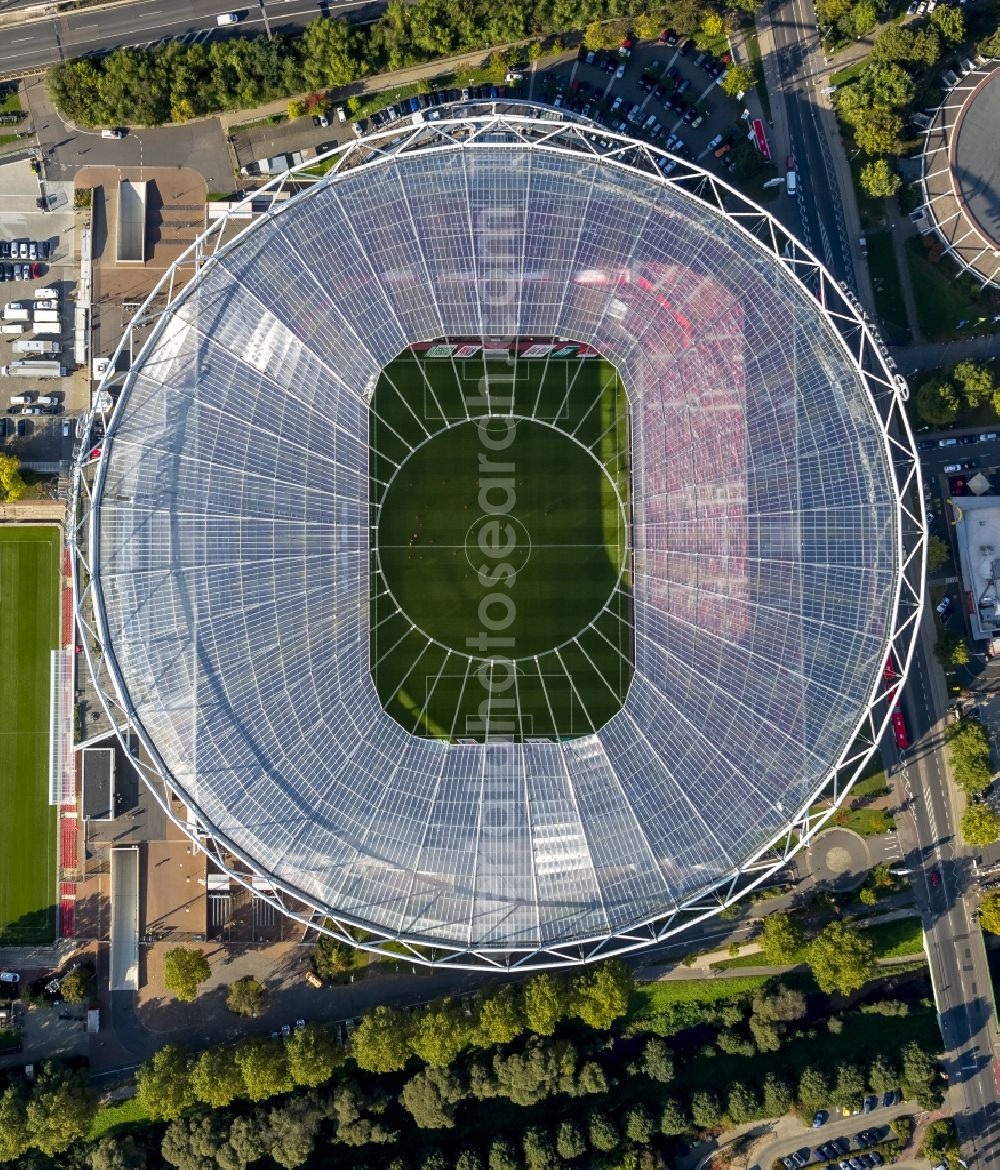 Aerial image Leverkusen - Stadium Bay Arena in Leverkusen in North Rhine-Westphalia